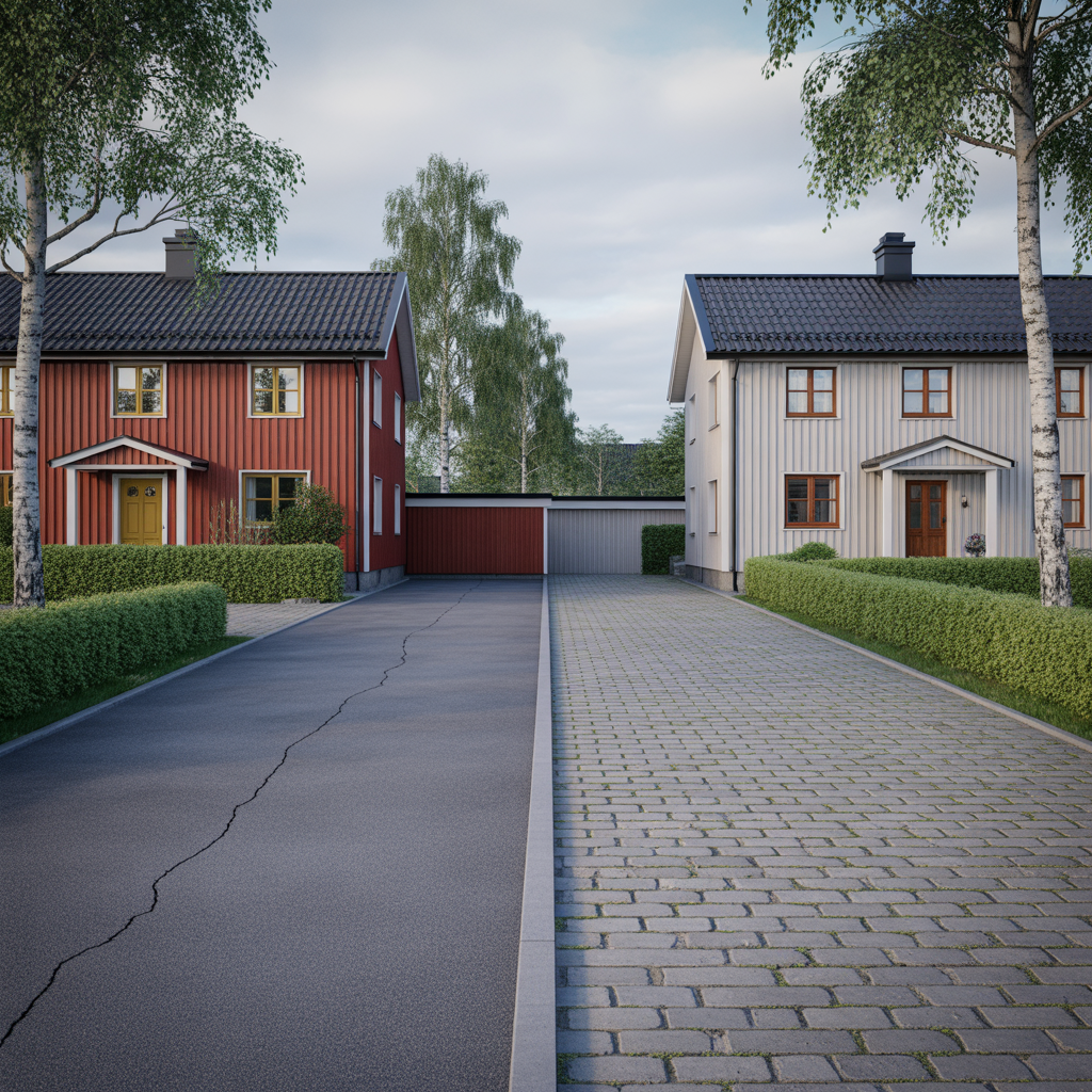 asfalt eller marksten jamforelse av pris underhall livslangd